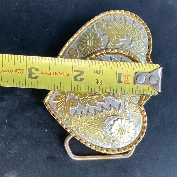 Vintage Mini Silver/Gold Double Floral Belt Buckle - Picture 4 of 10